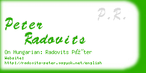 peter radovits business card